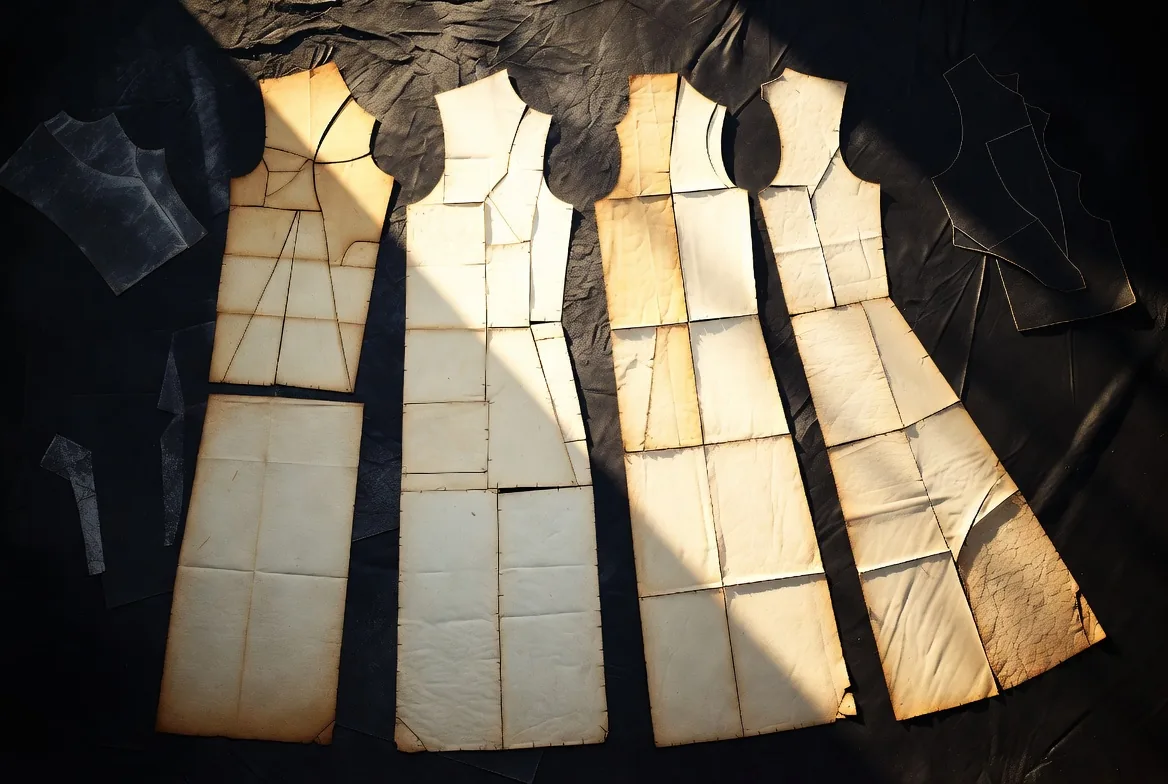 Cartamodelli vintage su superficie scura